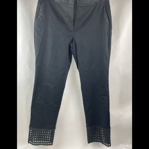 ZARA Basics Black Casual Pants Embroidered Hem Size L/10